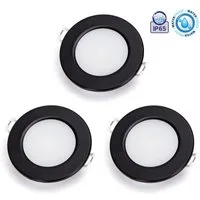 Aigostar LED Einbauleuchte 3er Set 4.8W LED Einbauspot Einbaustrahler Spot schwarz weiß IP65, 3er Set, 4.8w 520 Lumen, Neutralweis, Rahmenfarbe Schwarz, Lochmaß 68mm