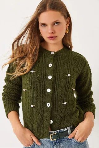 Strukturierter Strickjacke mit Knopfverschluss