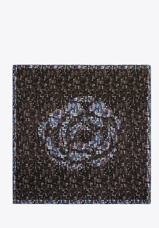 Wittchen Damen-Seidenschal mit braun-blauen Mustern, braun-blaue Seide