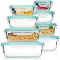 SURFOU Frischhaltedose 8-teiliges Glasbehälter-Set mit Deckel Frischhaltedosen Set, Glas, (Vorratsdosen-Set aus Glas, Geschirrset, Meal Prep Gläser, Meal Prep Boxen, Vorratsdosen mit Deckel Luftdicht, Mikrowellengeschirr Glasdosen mit Deckel Set – St