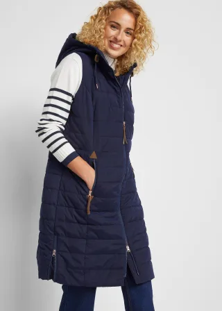 bonprix Longsteppweste, blau, Gr.40, Bequeme und gesteppte Long-Weste