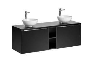 Waschtischunterschrank 5-tlg AKAN 140cm Schwarz matt Variante C inkl. Waschtisch
