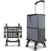P & K Sackkarre 2in1 Einkaufstrolley & Sackkarre – faltbar, 360° Rollen, Alu-Gestell