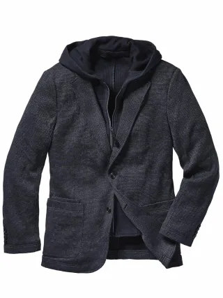 Mey & Edlich Herren 2-in-1-Sakko Blau Oberstoff und Kapuze: 95 % Baumwolle, 5 % Elasthan