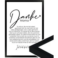 WANDStyle Bild mit Rahmen Danke Mama, von mir, Geschenk: Poster für Mama