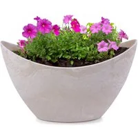 matches21 HOME & HOBBY Blumentopf Pflanzschale oval 20 cm für draussen Dekoschale sand beige marmoriert (1 St), Blumen-Schale als wetterfeste Friedhof-Schale Grab-Schmuck Grabschale