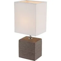 GLOBO LIGHTING LED Nachttischlampe, LED wechselbar, warmweiß, Designklassiker Fensterlampe Fensterbank Keramikfuß & Stoff Braun 29cm