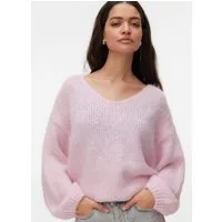 Vero Moda Strickpullover VMMAYBE LS 2WAY V-NECK PULLOVER NOOS Kunstfaser, locker geschnitten, V-Ausschnitt