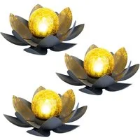GLOBO LIGHTING LED Solarleuchte, LED-Leuchtmittel fest verbaut, Warmweiß, 3x Asia Garten Lotusblüte Deko Solar Lotusblüte für