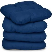 Beautissu Stuhlkissen 4er Set Sitzkissen Lisa Dunkelblau, 40x40x8cm, Indoor & Outdoor Kissen mit 8cm Schaumstoff Füllung, widerstandsfähig