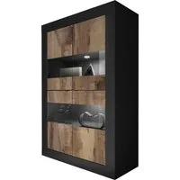 Home affaire Vitrine Basic Höhe 162 cm, Standvitrine mit 4 Türen - Metallgriffe, Stauraumvitrine in moderner Rahmenoptik, Hochschrank, Anrichte