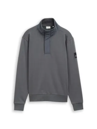 Tom Tailor - Troyer Sweatshirt mit Badge Darkest Olive - Gr. - XL