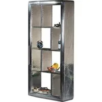 SIT Regal Schrank AIRMAN Mangoholz + MDF mit Alu‑Beschlägen & Zierschrauben, Industrial‑Design Regal mit offenen Stauraumfächern