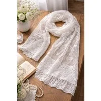 Jeanne d´Arc living Chiffontuch Chiffon Spitzenschal Vintage Spitze Stola Schal Halstuch, Spitzenschal mit floraler Stickerei