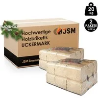 JSM-Brennholz Holzbriketts Uckermark Holzbriketts auf Palette, 20 kg, Regionale Herstellung in Deutschland