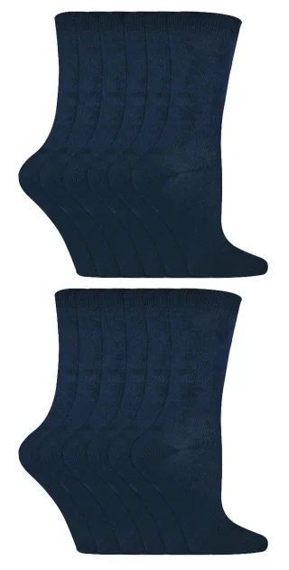 12 Paar Multipack Kinder Bambus Socken | Sock Snob | Childrens Plain Socks | Ideal Schule Socken für den Sommer für Mädchen & Jungen - Navy