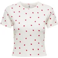 ONLY Kurzarmshirt ONLFENJA LIFE SS AOP TOP JRS NOOS Baumwollmischung, Cropped Fit, Rundhals