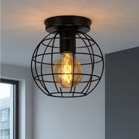 ZMH Deckenleuchte Retro Schwarz E27 1-flammig Lampen Ohne Leuchtmittel Wohnzimmer, LED wechselbar