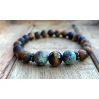 NAHLE Perlenarmband Armband Afrikanischer Türkis Tigerauge Naturstein Armband (1-tlg., inkl. Schmuckbox), elastisches Band