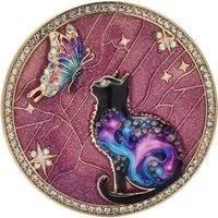 Dark-Desires Brosche Vintage Katzen Brosche Galaxie & Pink Emaille, Strass & Schmetterling, Damen Brosche vintage Accesssoire retro Anstecknadel