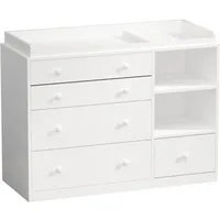 HOMSEE Kommode Baby-Wickelkommode mit 5 Schubladen und 2 Offenen Ablagefächern (1 St), Ideal als Nachfolgemöbel für Kinderzimmer-Stauraum