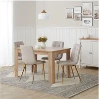 Homestyle4u Essgruppe 4 Stühle Küche Esstisch 80x120 bis 80x153 erweiterbar Grau Samt klein, (Set, 5-tlg., Esszimmergruppe 5 teilig), Essstuhl