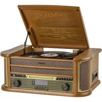Reflexion HIF2002DAB Retro HiFi Anlage mit DAB+, Bluetooth 5.0 & USB-Encoding Radioplattenspieler (Riemenantrieb, Bluetooth, Bluetooth, Kassettenspieler, CD/MP3, UKW/DAB+ Radio, Encoding-Funktion)