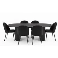 ebuy24 Essgruppe Kyoto Essgruppe Esstisch dunkelbraun, 6 Stühle aus, (7-tlg)