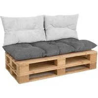 Amilian Palettenkissen Set 3-teilig Palettenauflagen für Europaletten, Balkon, Terrasse, Sitzkissen 120x60 cm + 2x Kissen 40x60 cm