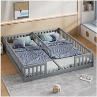 Flieks Massivholzbett, Kinderbett Einzelbett*2 90x200cm*2 für zwei Kinder mit Lattenrost