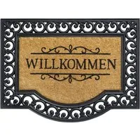 matches21 HOME & HOBBY Fußmatte Kokosmatte Willkommen Spruch Ornamente als aussen Sauberlaufmatte, rechteckig, Höhe: 20 mm, Rutschfeste Kokos-Türmatte als Outdoor Schmutzfangmatte 60x80 cm