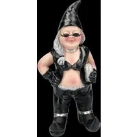 Figuren Shop GmbH Dekofigur Bikerin Gartenzwerg – coole Gartenfigur Deko Statue 19 cm Dekofigur