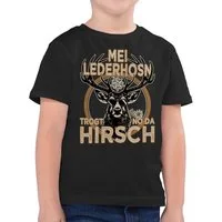 Shirtracer T-Shirt Trachten Outfit Lederhose Spruch Trägt der Hirsch (1-tlg) Mode für Oktoberfest Kinder Outfit