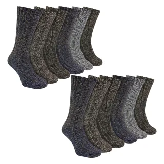 Herren 12er-Pack Gerippte Alpakastrümpfe für Stiefel