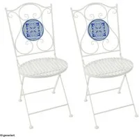 HTI-Living Gartenstuhl Gartenstuhl 2er-Set Metall Creme Santorin (Set, 2 St)