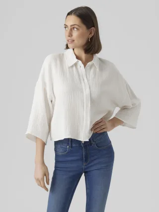VERO MODA - VMNATALI CROP SHIRT WVN NOOS Snow White - Gr. - M