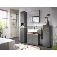 moebel-dich-auf Badmöbel-Set LONDRES, (Set 1, 4-St., Hochschrank, Spiegelschrank, Wbu, Kommode), in kaschmir oder anthrazit, Absetzung: Cremona Eiche