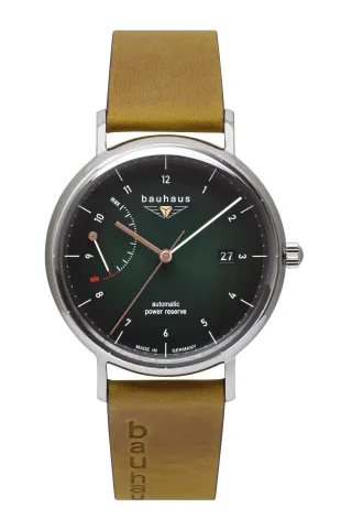 Bauhaus Herrenuhr Automatik mit Gangreserveanzeige und Lederarmband