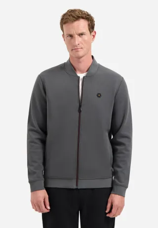 No Excess - Sweater Full Zipper Pique Bomber dark steel - Gr. - XL