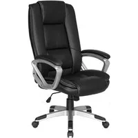 byLIVING Chefsessel Derek-XXL (Kunstleder in schwarz, Gestell silberfarben), Belastbarkeit bis 150 kg