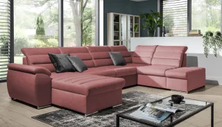 Couchgarnitur PASCARA U-Form mit Schlaffunktion-Altrosa /Otto.. Links