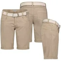 Stitch & Soul Bermudas Damen Short Bermuda kurze Hose Sommer Chino Stoff Hose mit Gürtel