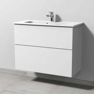 Sanipa 3way Waschtischunterbau zu Duravit ME by Starck Waschtisch mit 2 Auszügen, Weiß-Soft SM72343