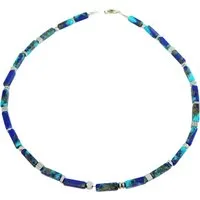 traumschmuck Kette ohne Anhänger 226g Halskette Edelstein Rechteck Impressions Jaspis blautöne (incl. Schmuckbox), handgefertigt, Made in Germany
