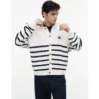 Tommy Jeans Cardigan RELAXED STRIPE CABLE BUTTONUP Relaxed fit mit Zopfstrickmuster