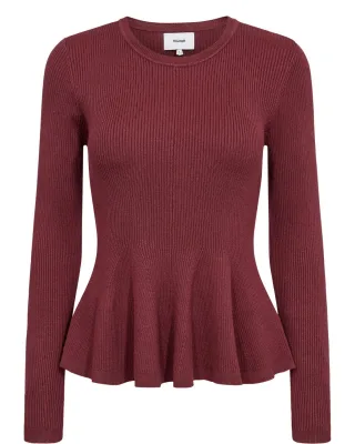 Nümph - Pullover mit Schößchen rot - Gr. - XS