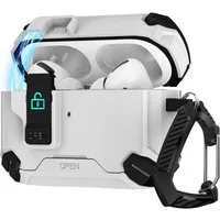 CoolGadget Kopfhörer-Schutzhülle Defender Hülle für AirPods Pro 1 / Pro 2 magnetisch mit Karabiner, 360° Full-Body Case Schutzhülle Handy Standfunktion magnetisch ladbar
