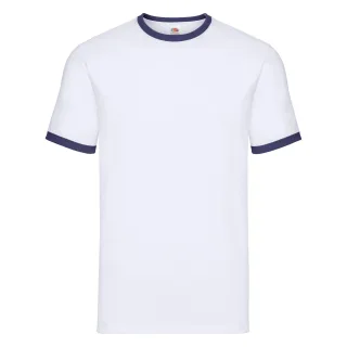 Fruit of the Loom - T-Shirt Ringer-Stil für Herren (Weiß/Marineblau)