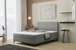Boxspringbett Schlafzimmerbett PONCE 120x200cm in Stoff Riviera Grau