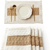 FOUORTUNATE-BEE Platzset 4er Set Boho-Tischsets 30x50cm Makramee-Deko Landhausstil, (für Küche Esstisch Zuhause Party Hochzeitsdekoration, 4-St)